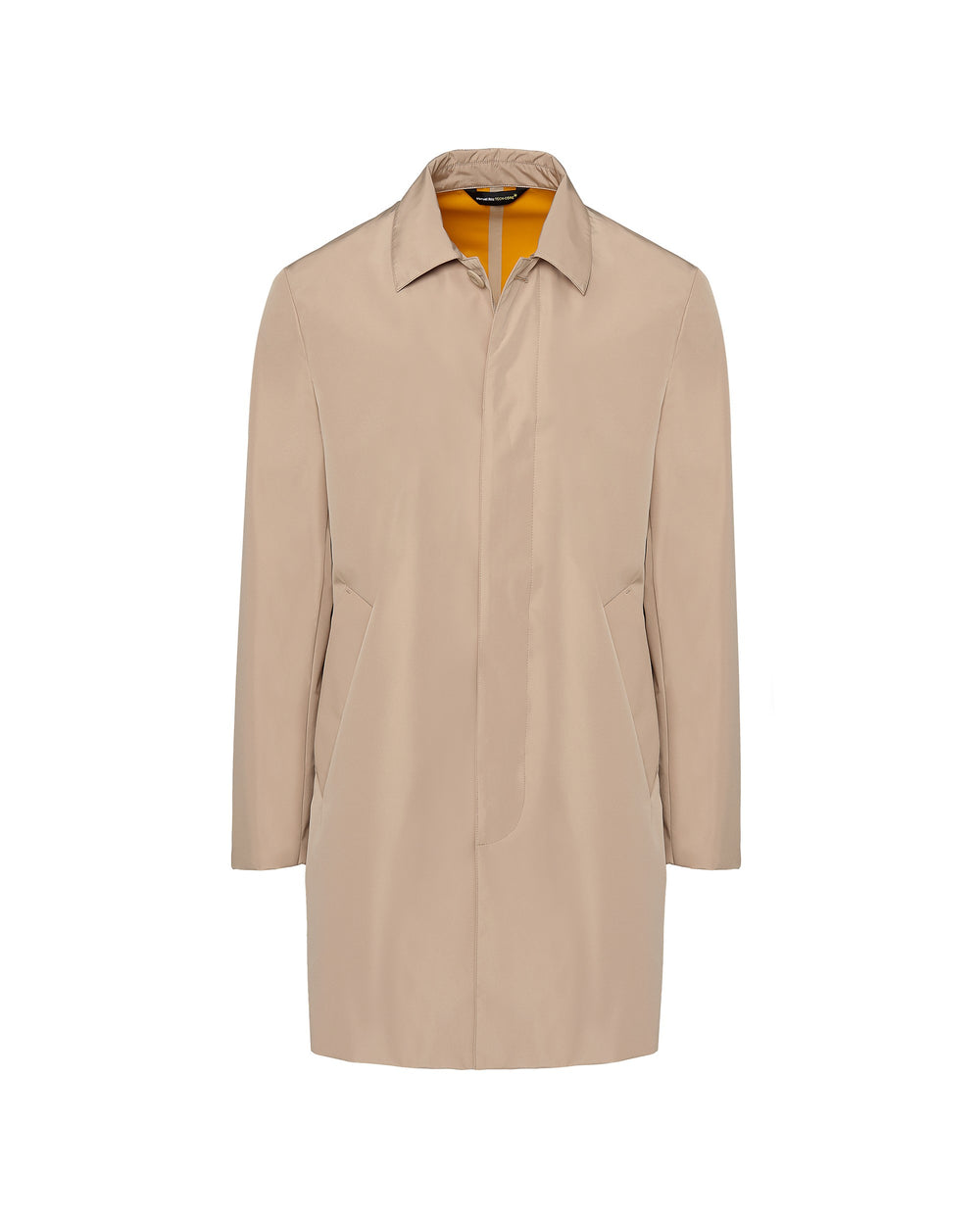 beige technical microfibre trench coat