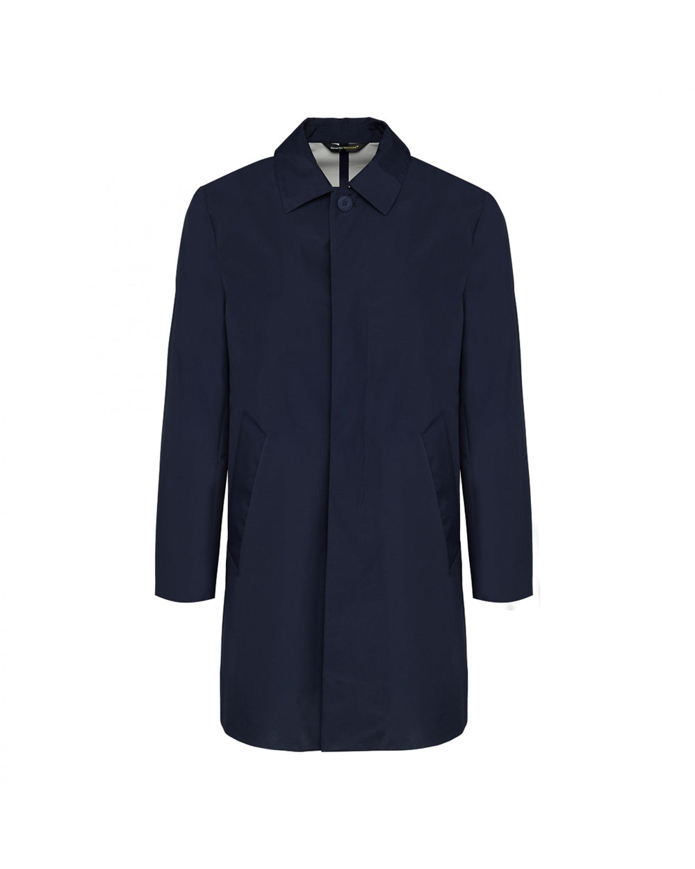 blue technical microfibre trench coat