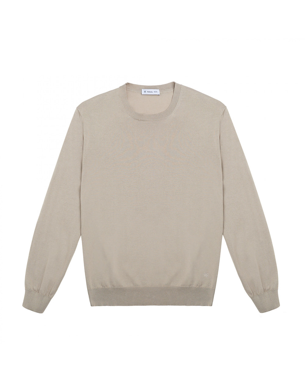 beige round neck cotton knitwear