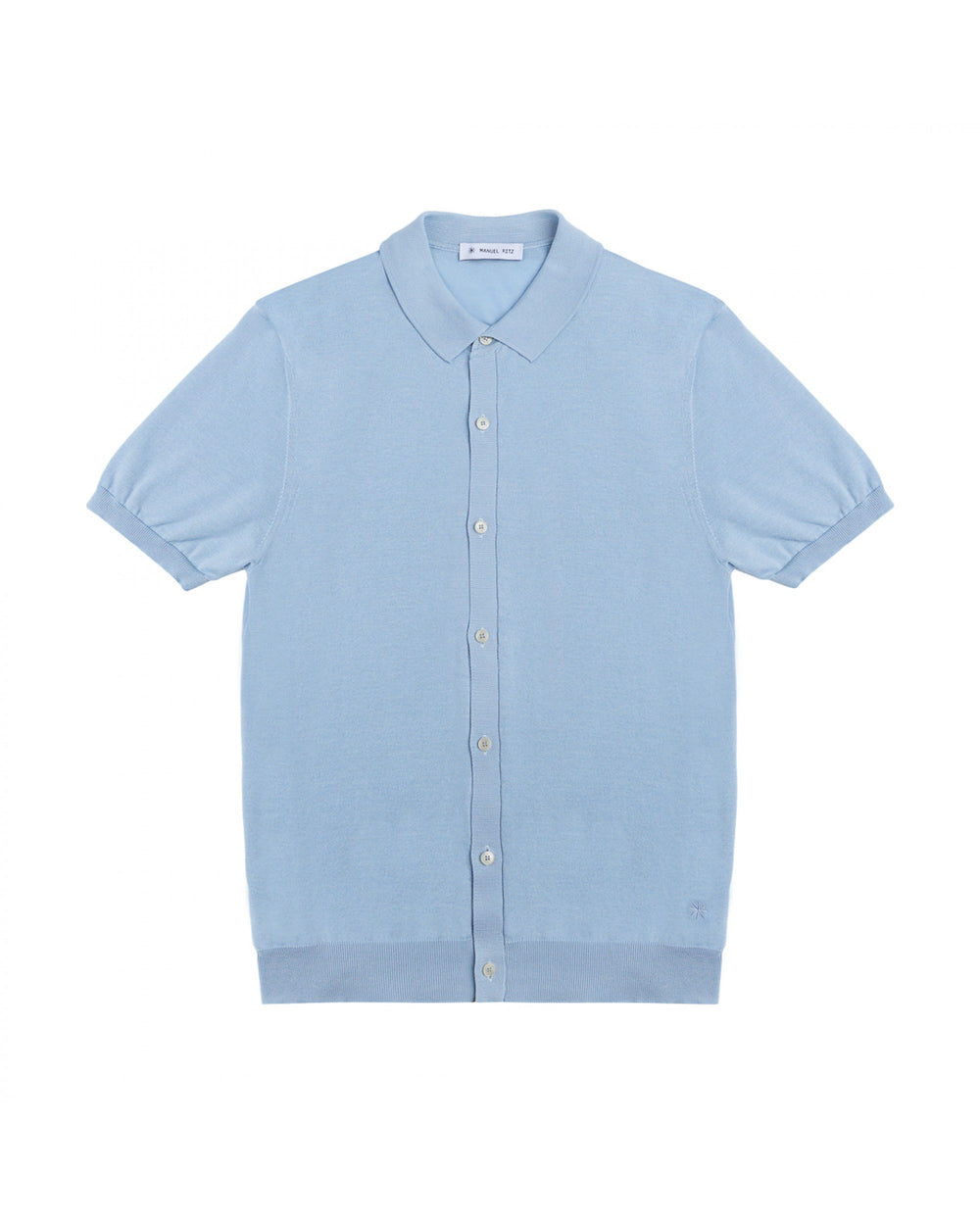 sky blue knitted shirt in shaved cotton