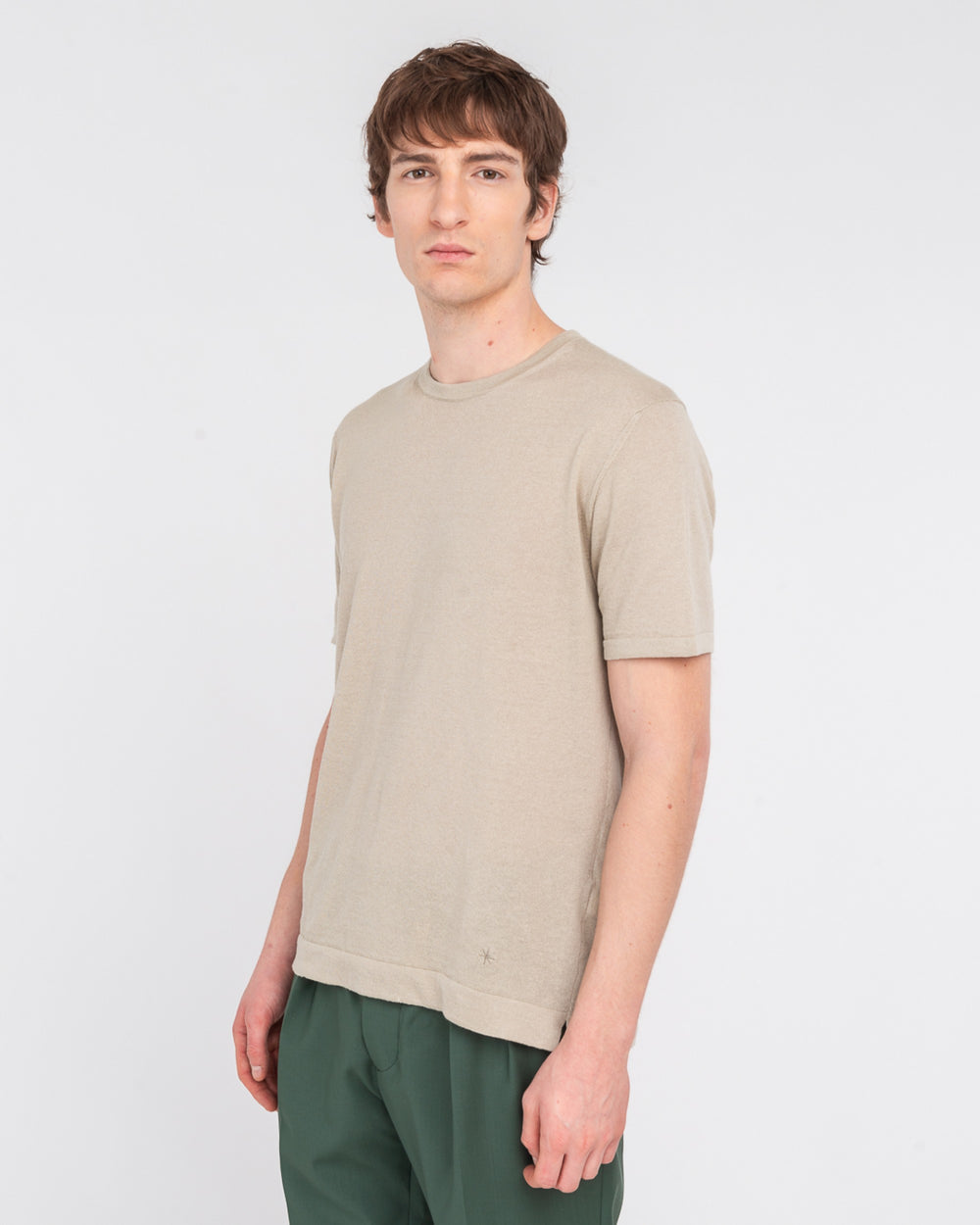 beige cotton linen t-shirt