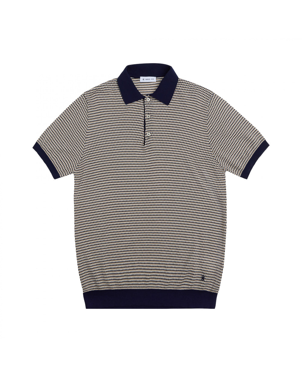 blue jacquard cotton polo shirt