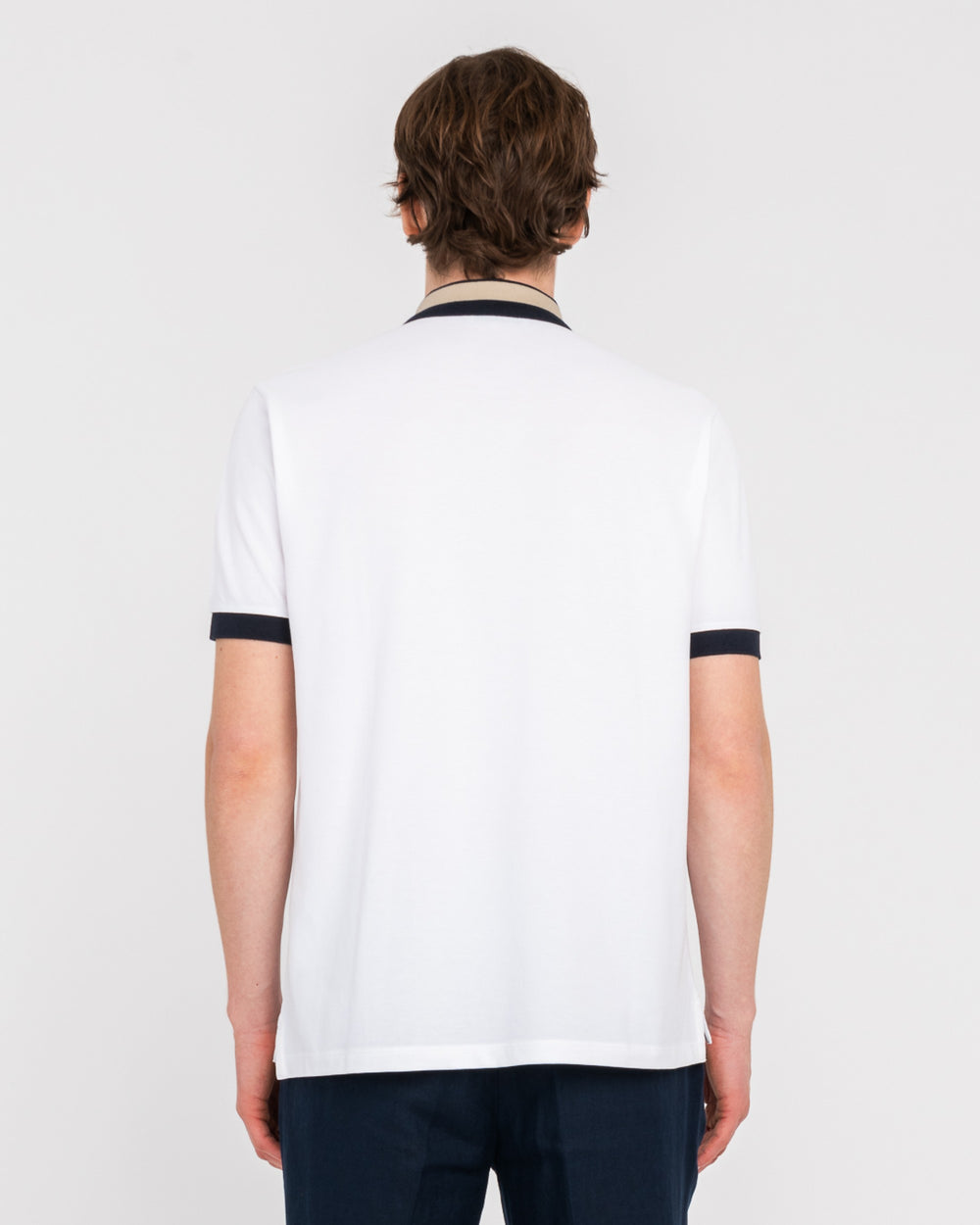 white contrasting piqué polo shirt