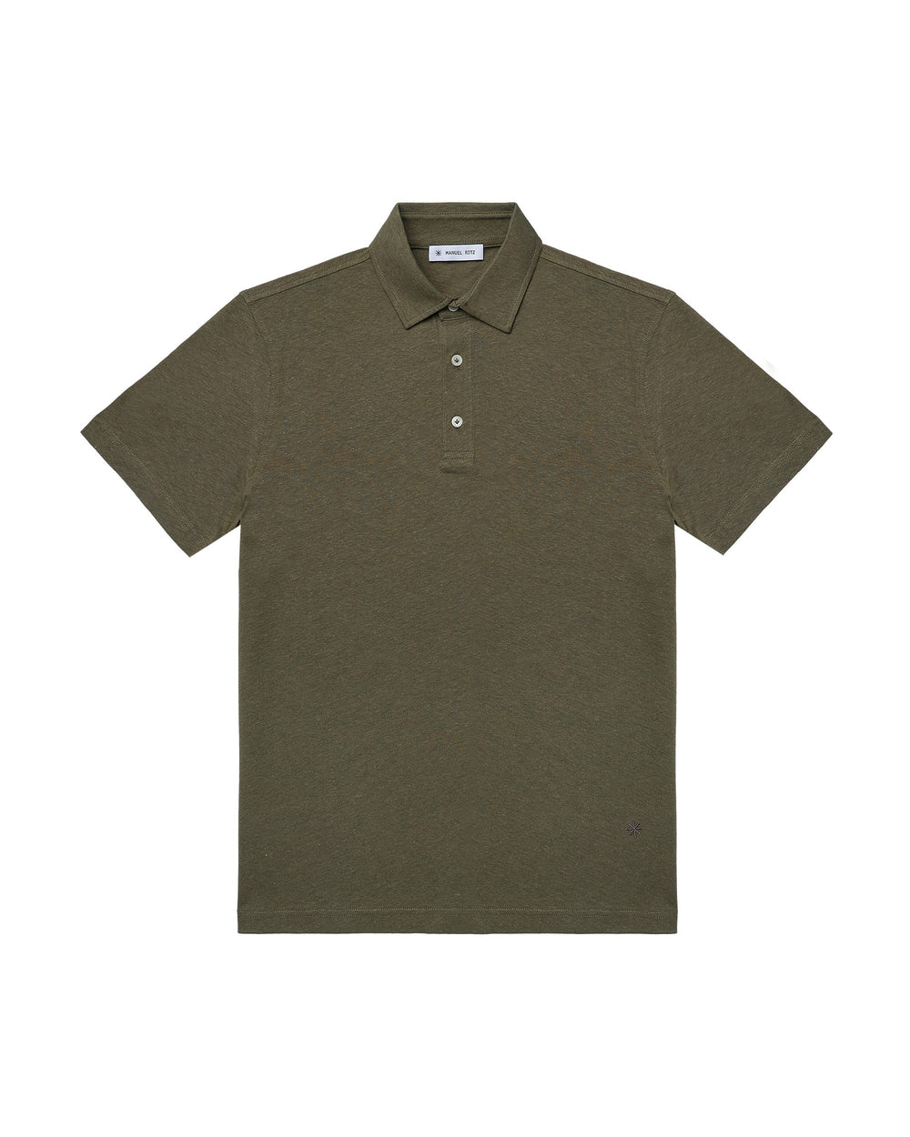 green cotton linen jersey polo shirt