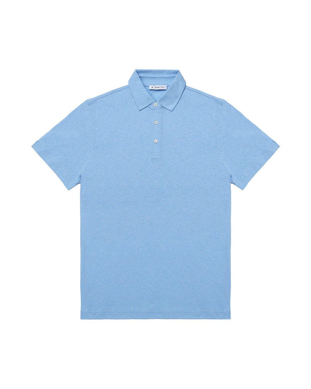 light blue cotton linen jersey polo shirt