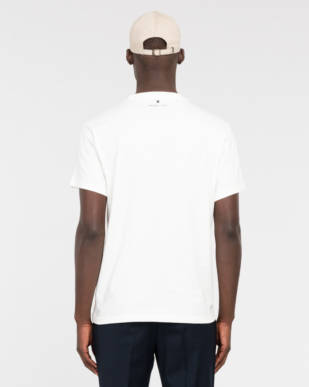 white ``on-line exclusive``cotton jersey t-shirt