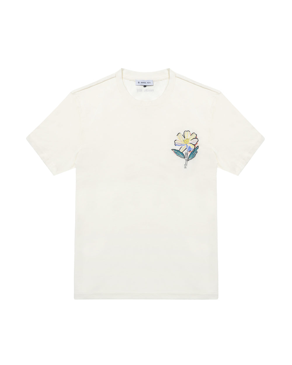 white ``on-line exclusive``cotton jersey t-shirt