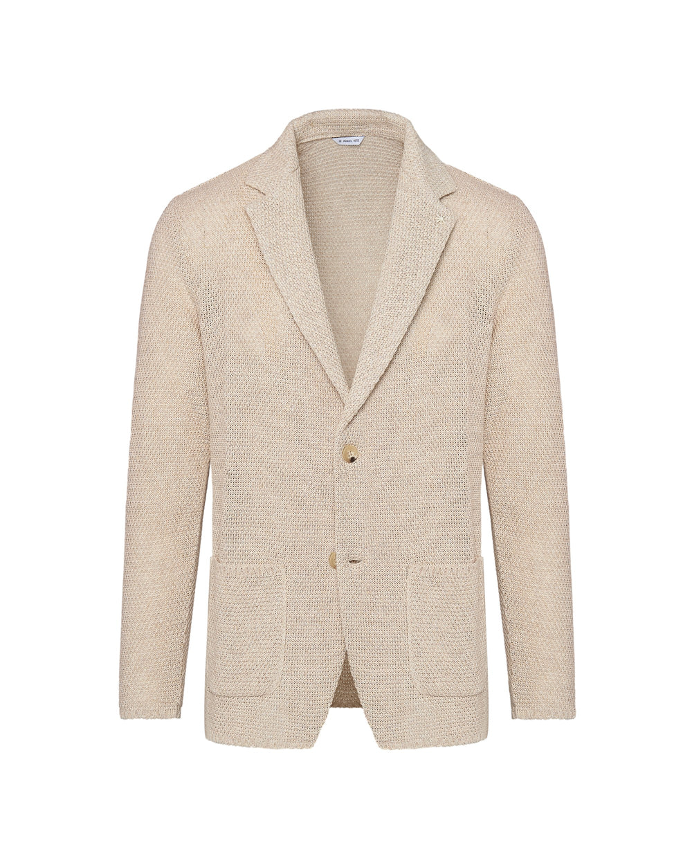 beige cotton blend knitted jacket