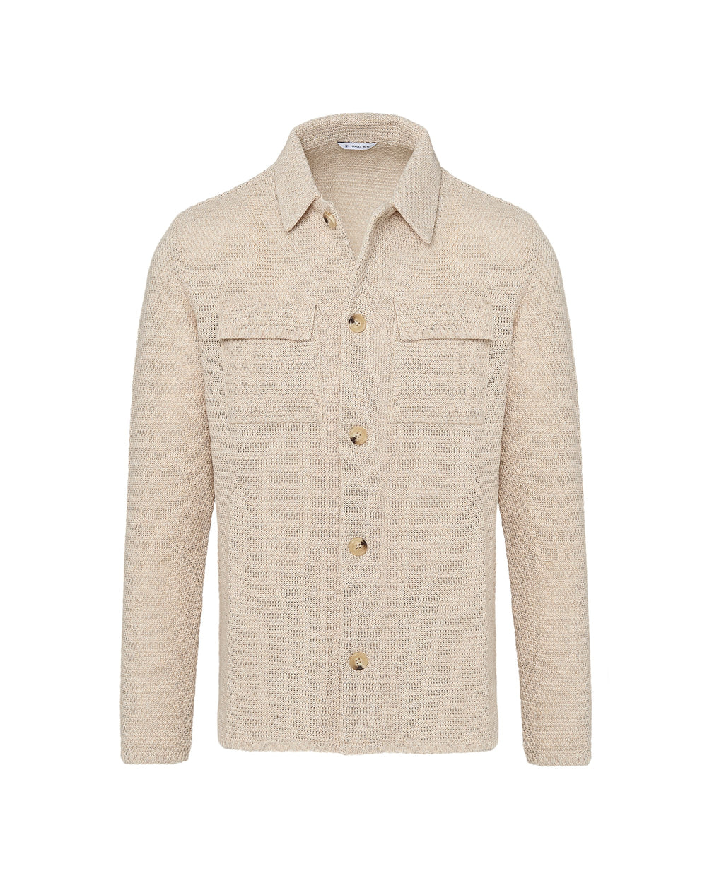 beige cotton knit overshirt