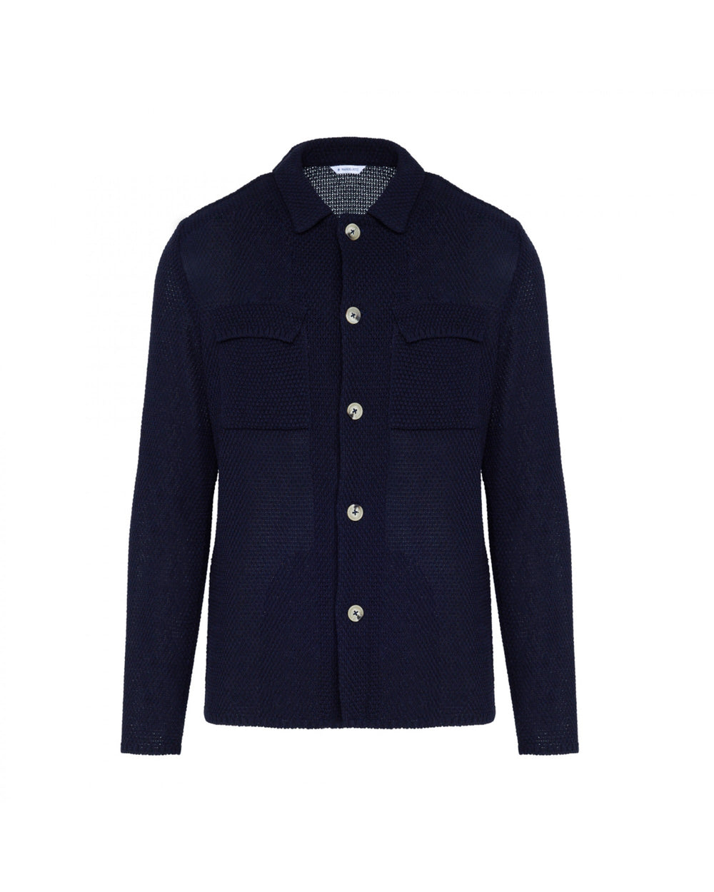 blue cotton knit overshirt