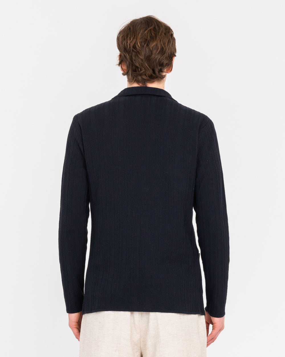 blue resca cotton double breasted knitted jacket