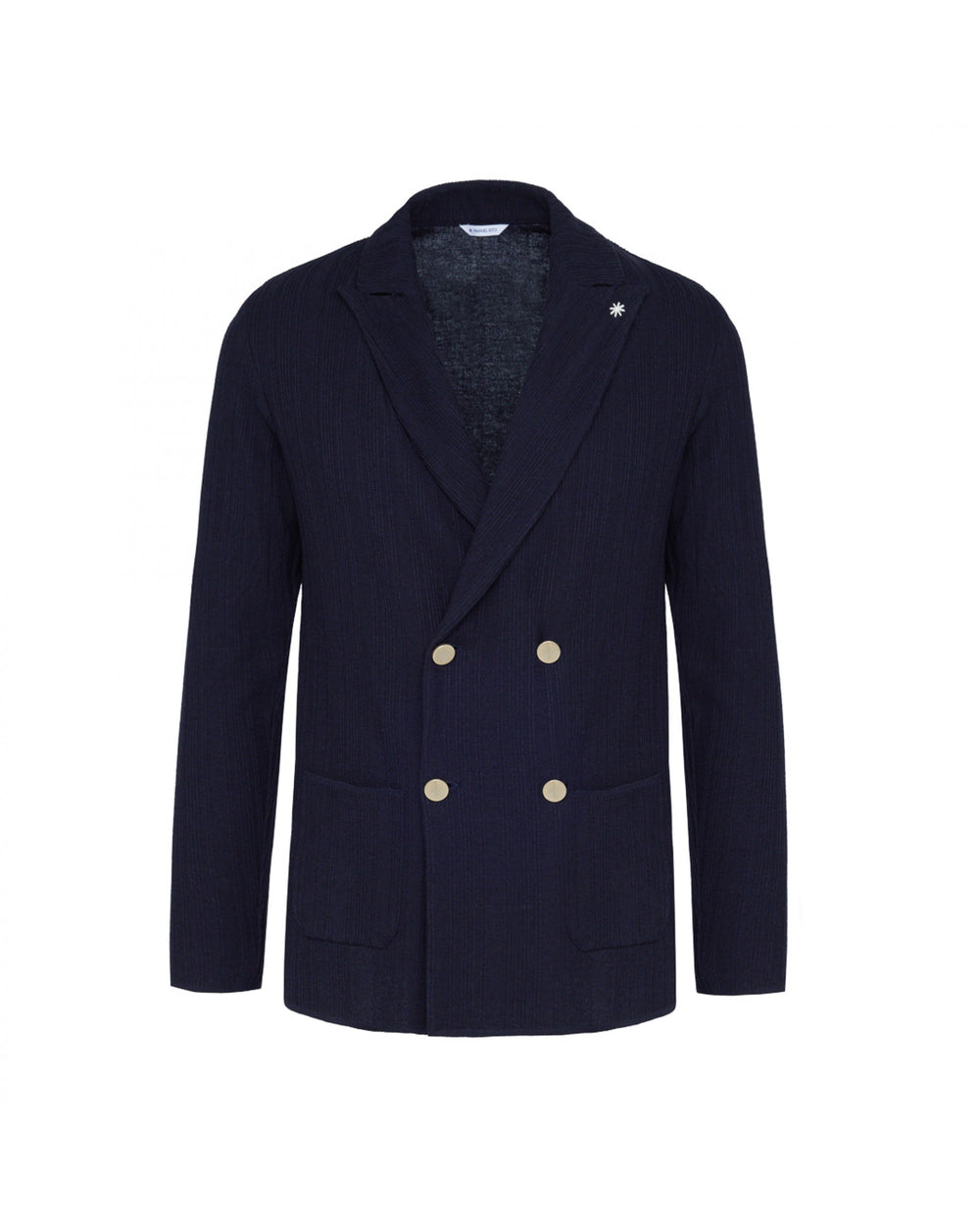 blue resca cotton double breasted knitted jacket