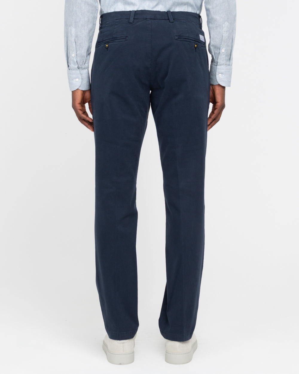 blue slim stretch cotton twill trousers