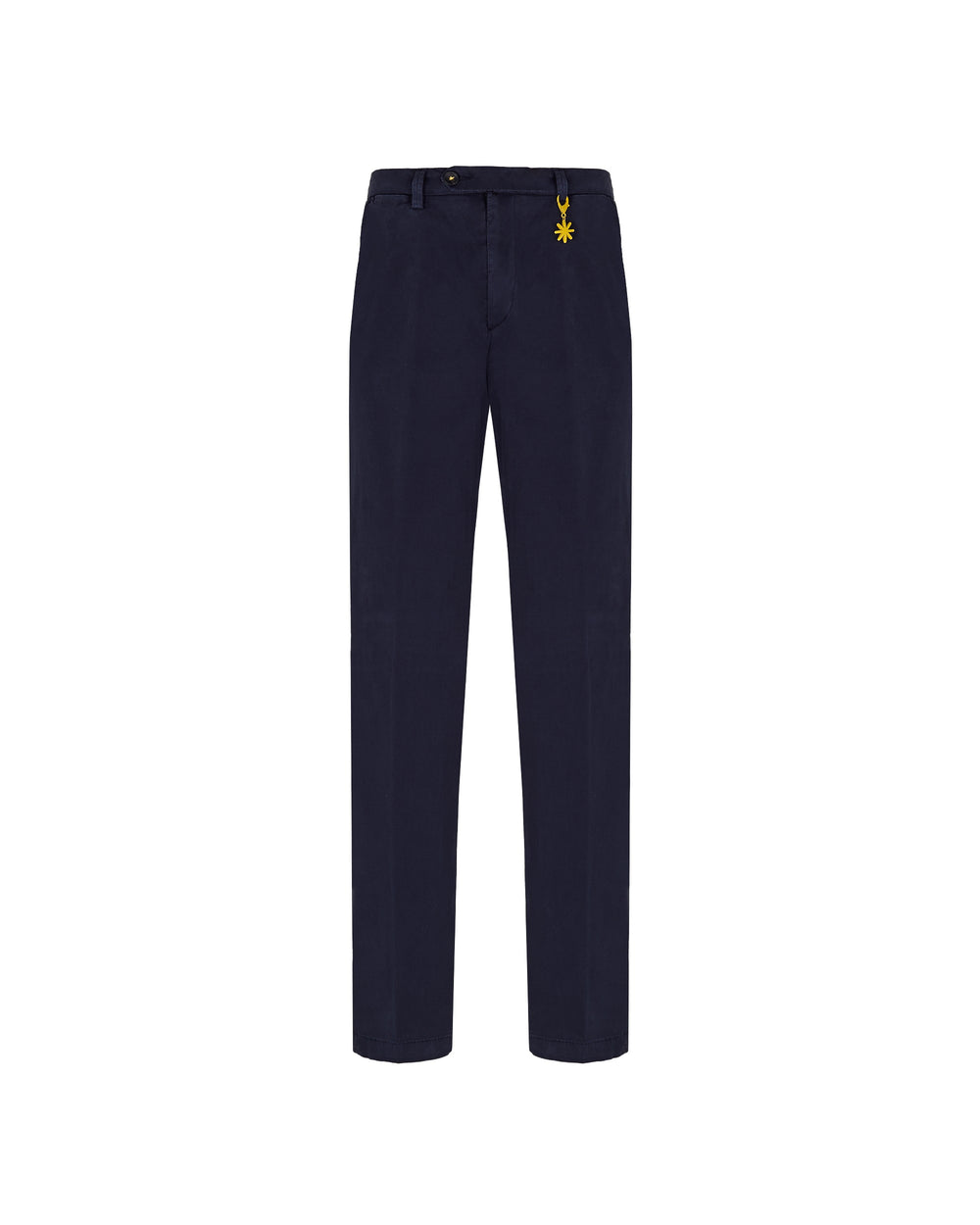 blue slim stretch cotton twill trousers