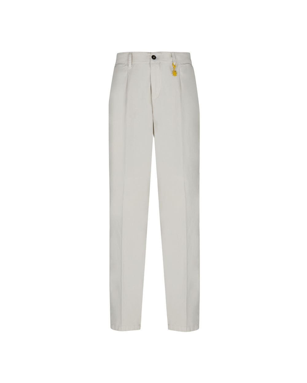 white stretch cotton twill pleated chino