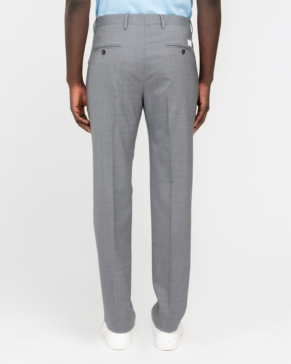 gray stretch wool cool pleated trousers