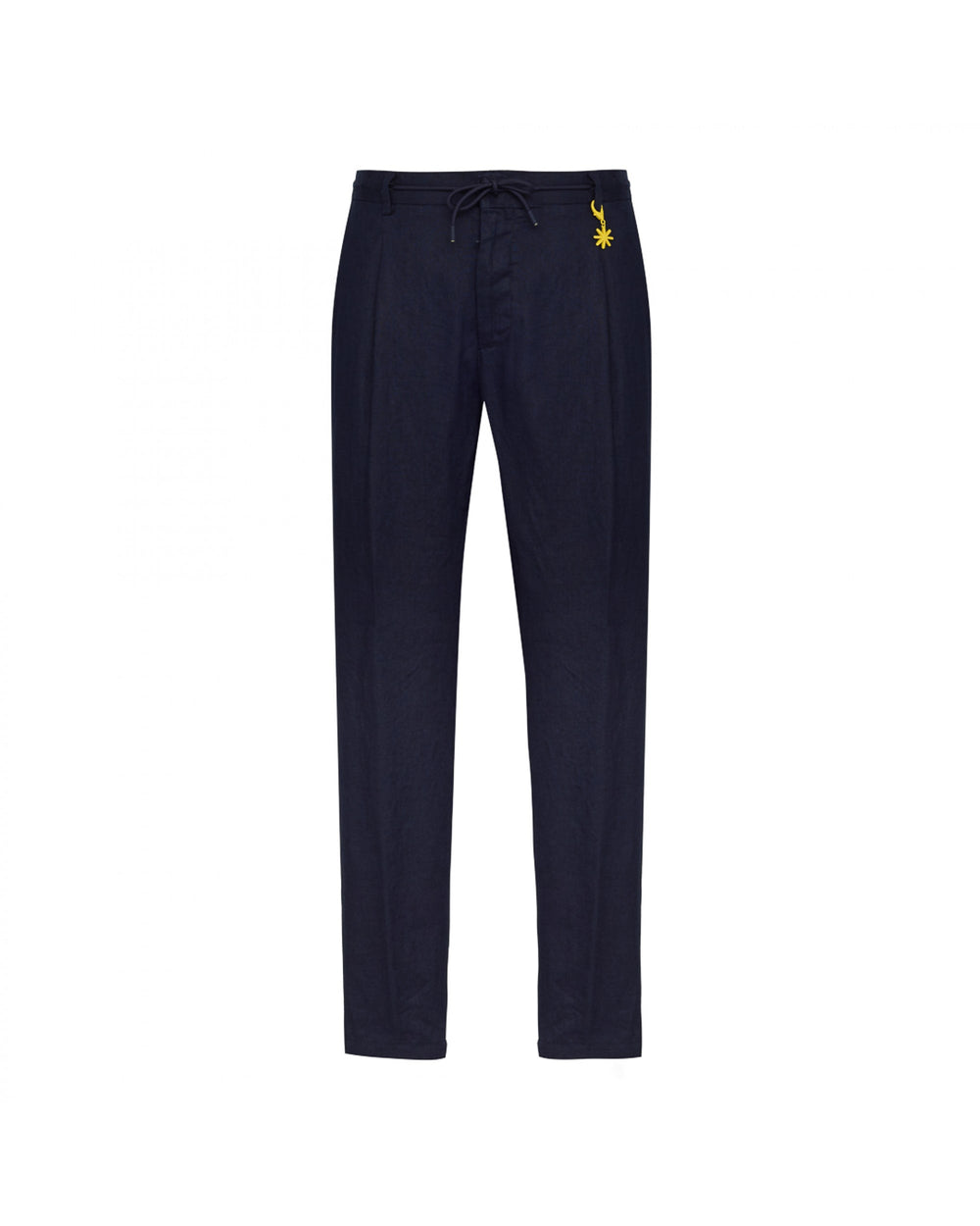 blue washed linen jogging trousers