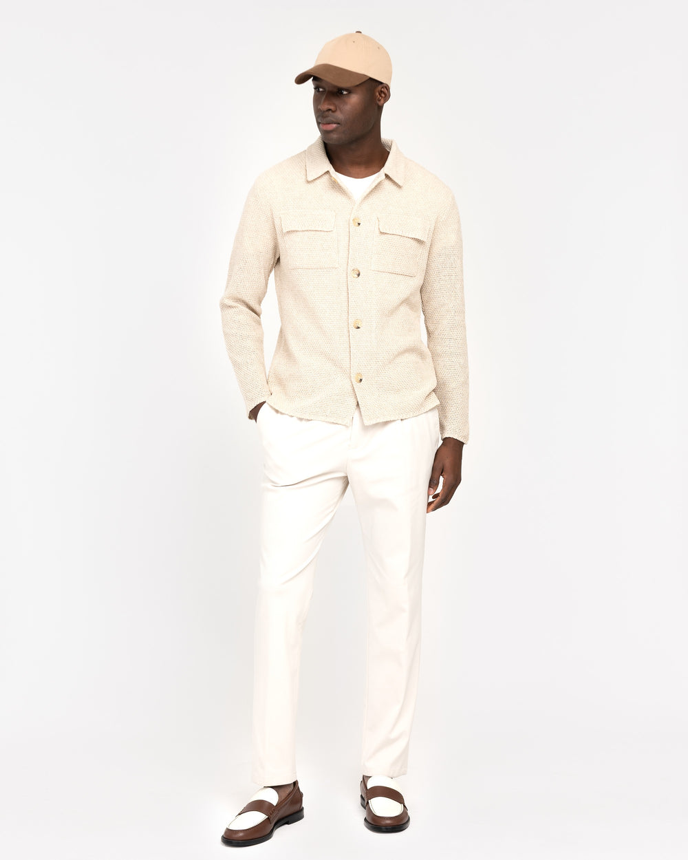 beige milan stitch jersey jogging trousers