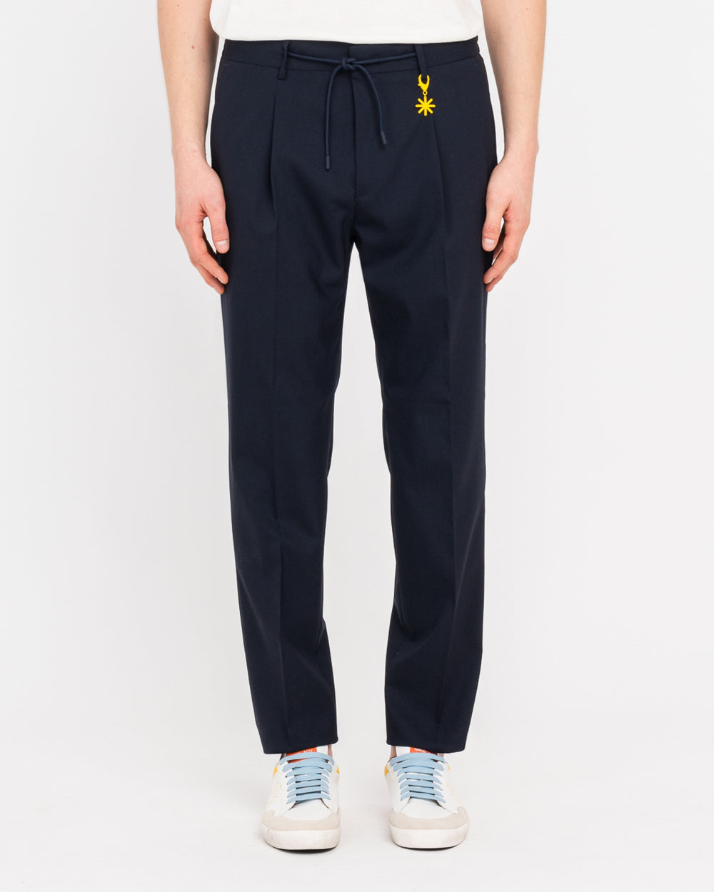 blue cool stretch wool jogging trousers