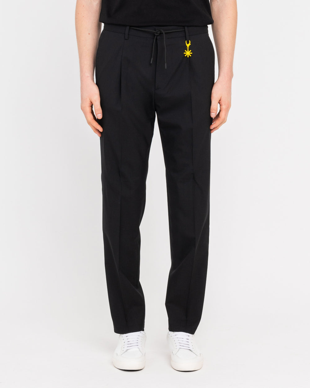 black cool stretch wool jogging trousers