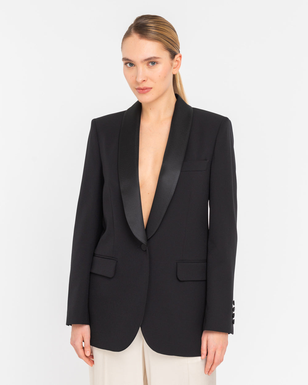 black stretch smoking blazer