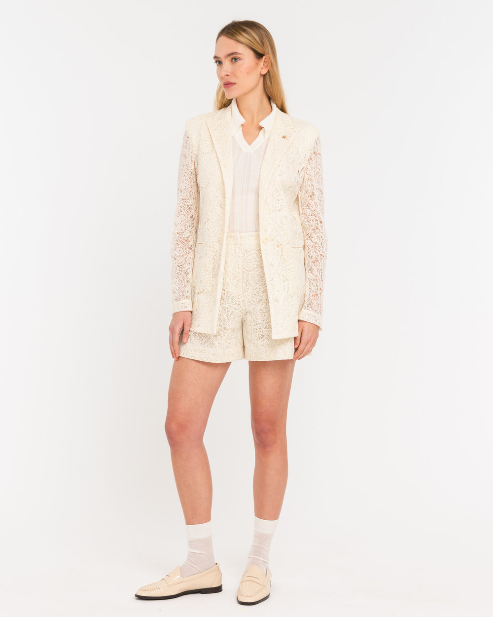 beige cotton paisley lace jacket