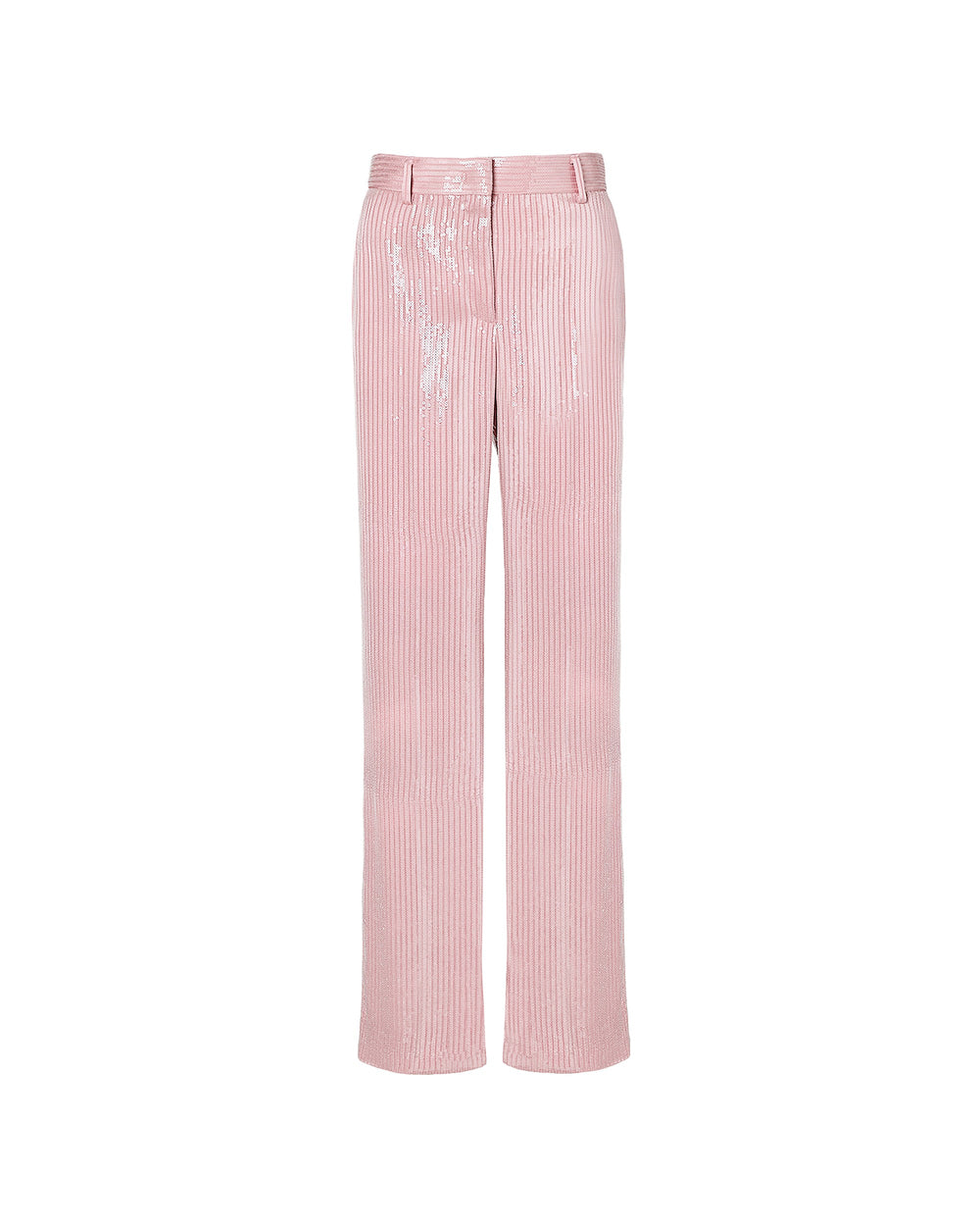 pink micro sequin flared trousers