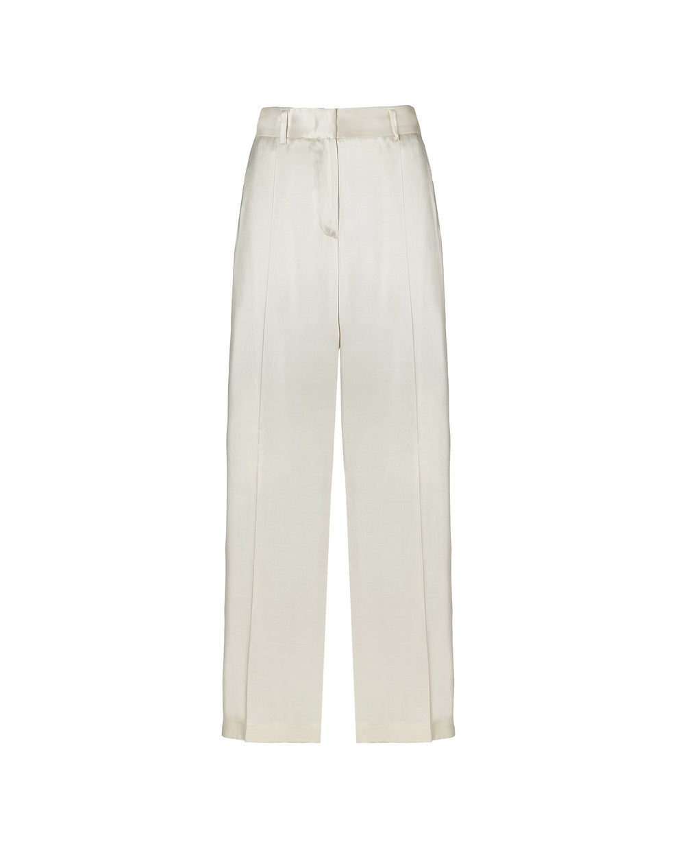 beige wide trousers with contrasting band