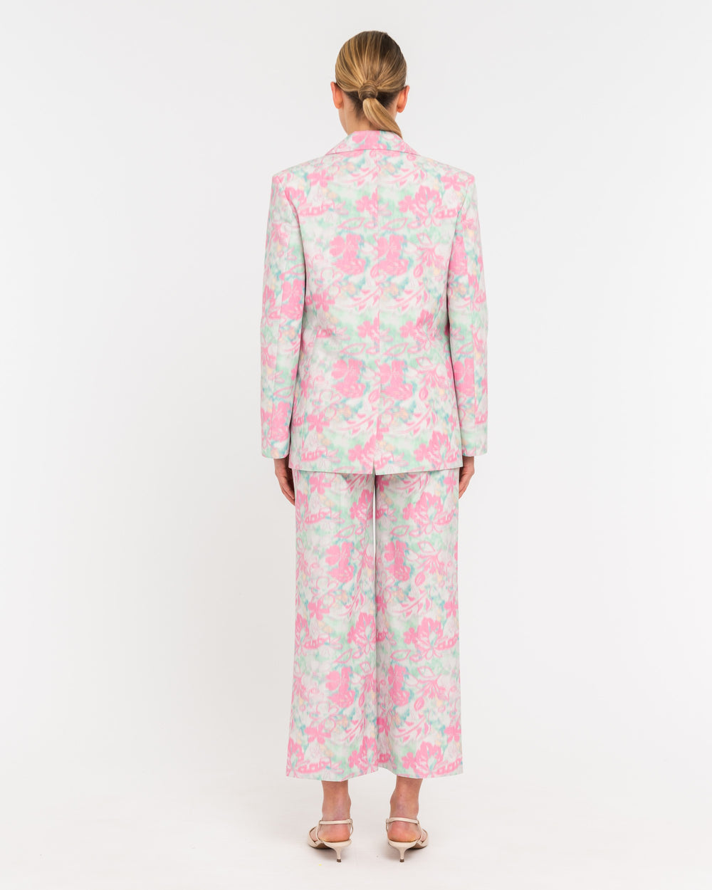 pink cotton blend floral tailleur