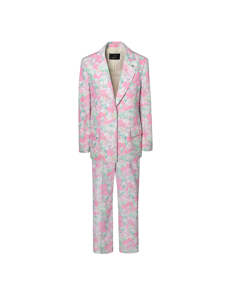 pink cotton blend floral tailleur