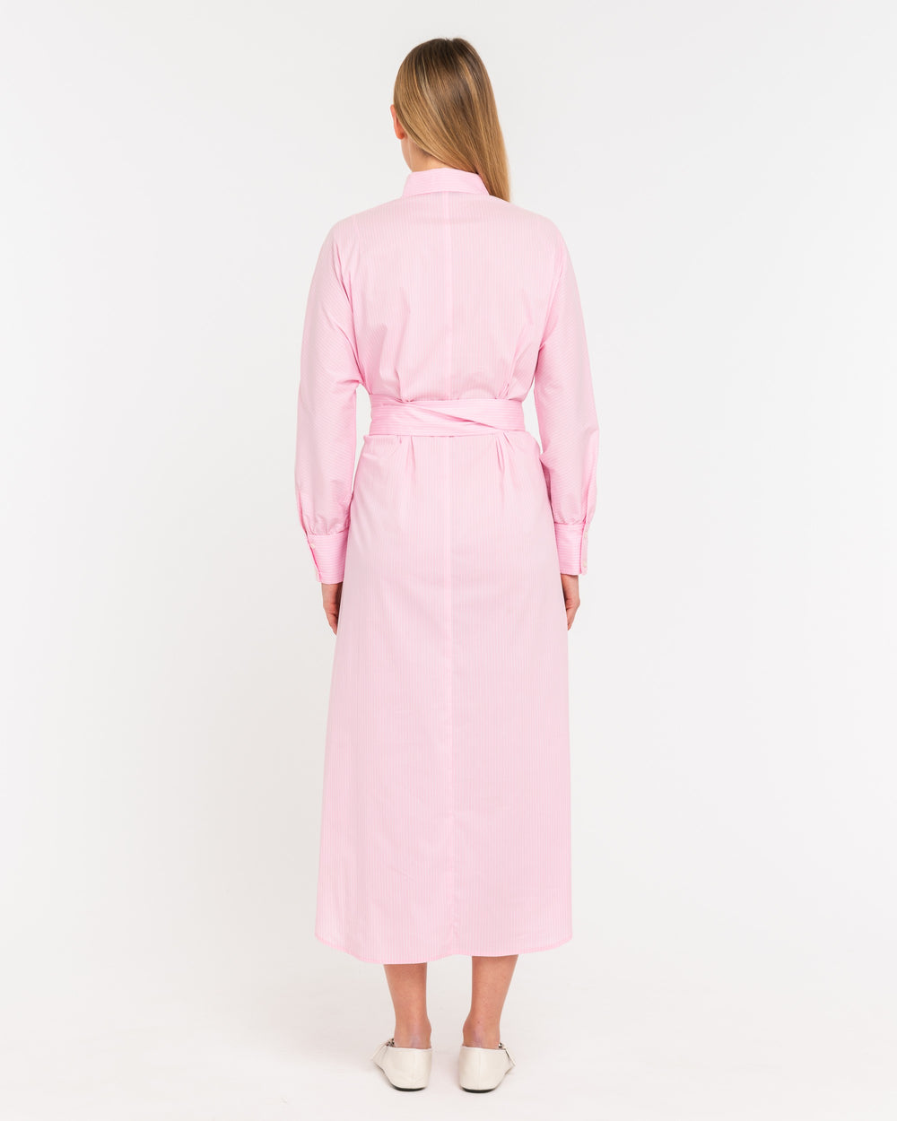 pink stretch cotton chemisier with bow