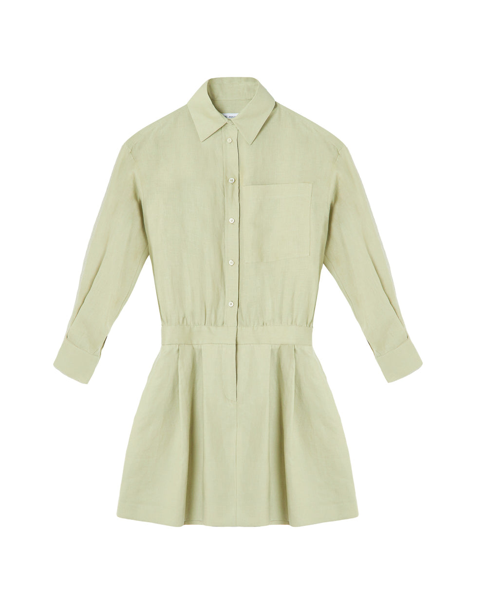 green short linen chemisier