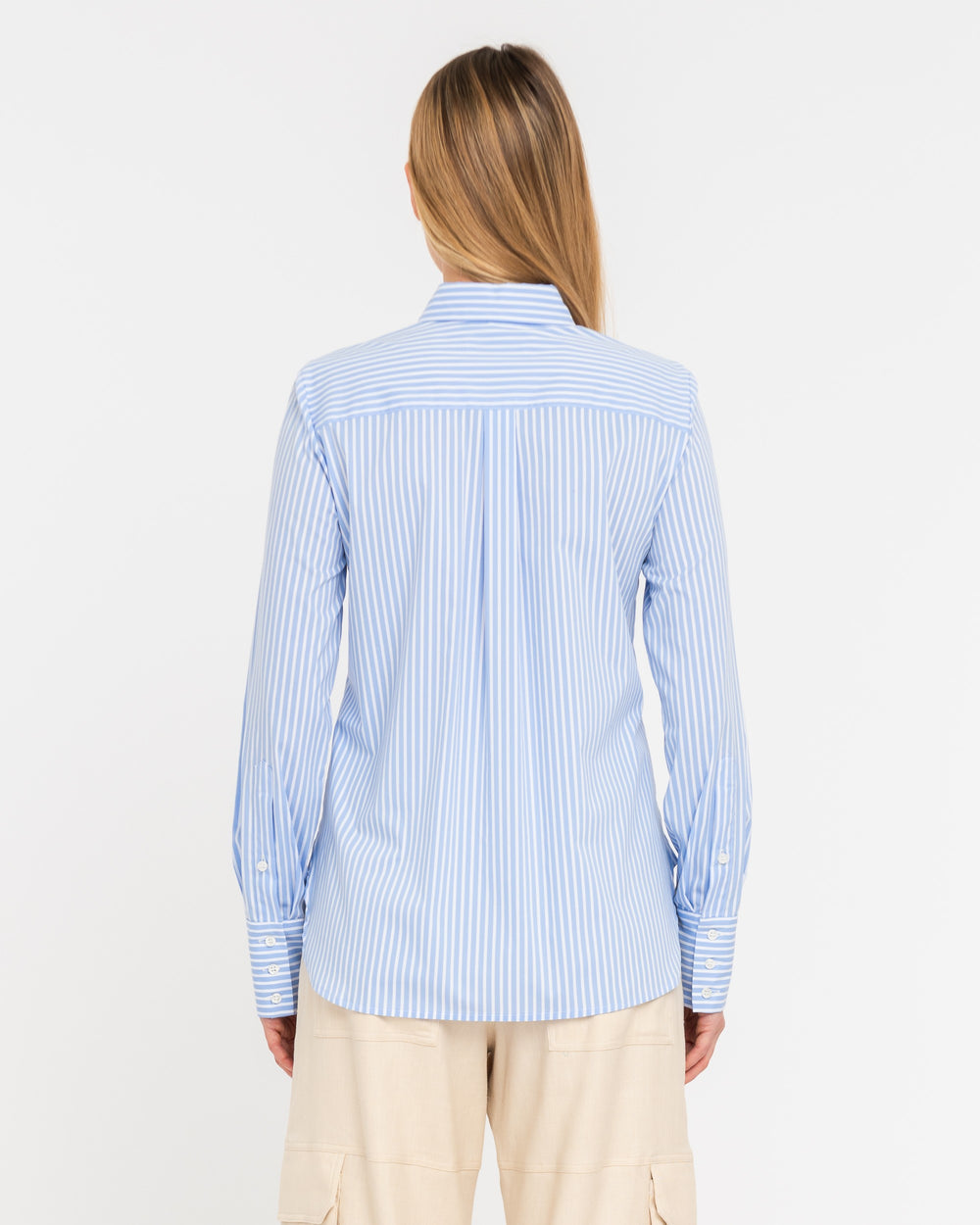 light blue stretch cotton button down shirt