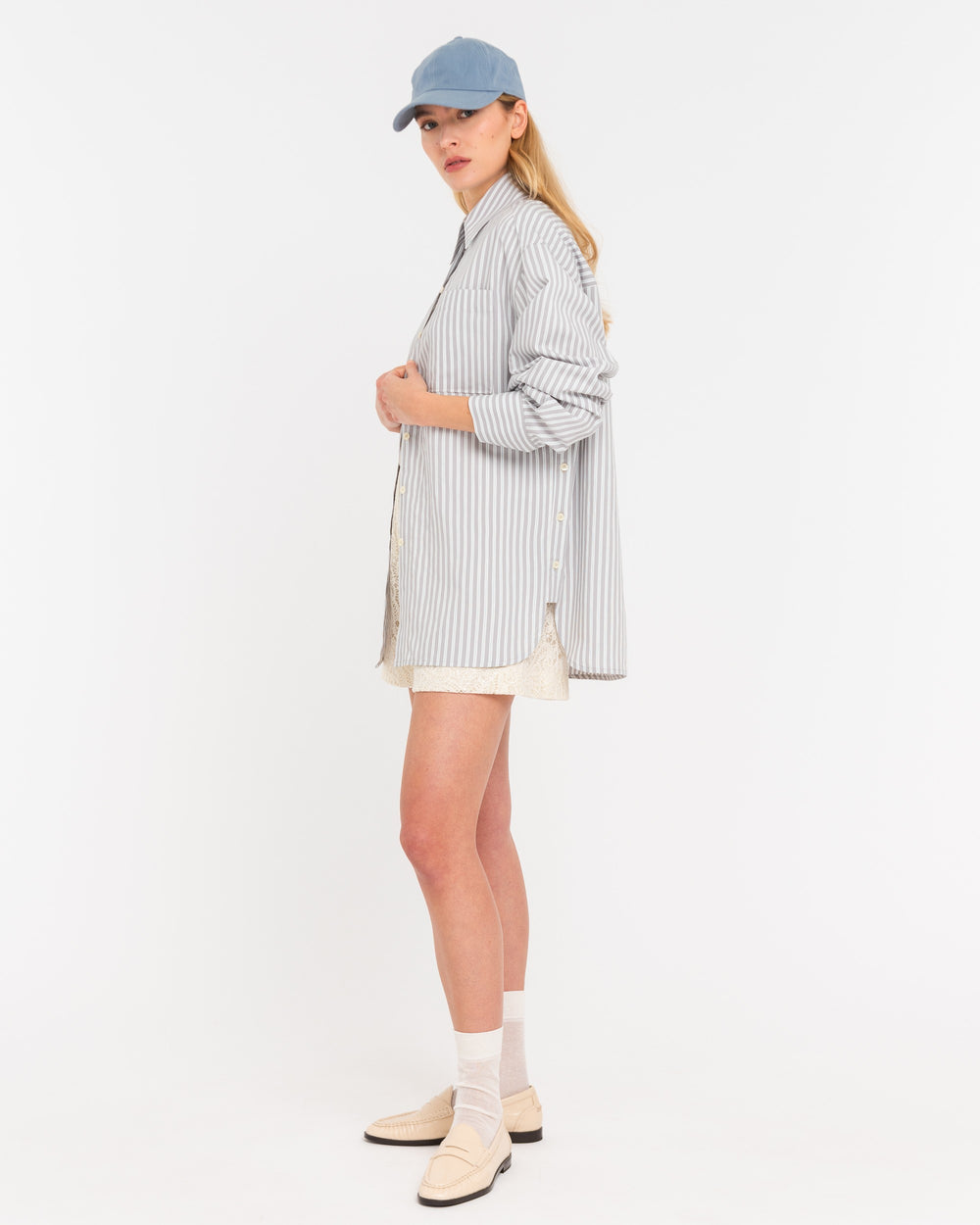 gray over striped viscose shirt