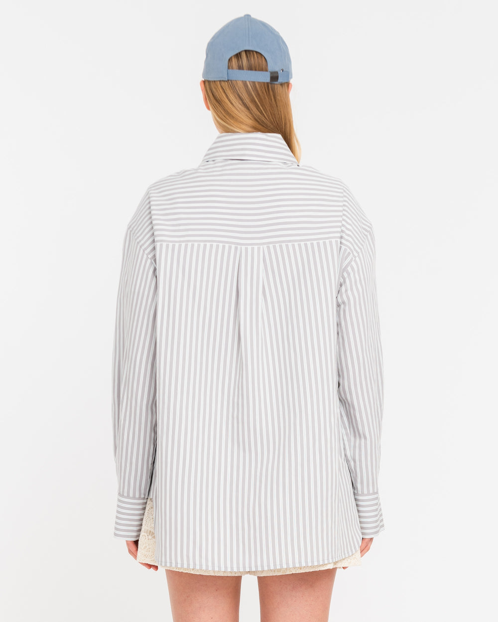 gray over striped viscose shirt