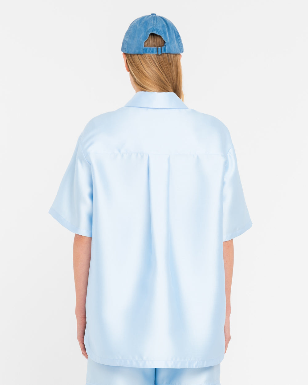 sky blue mikado effect over shirt