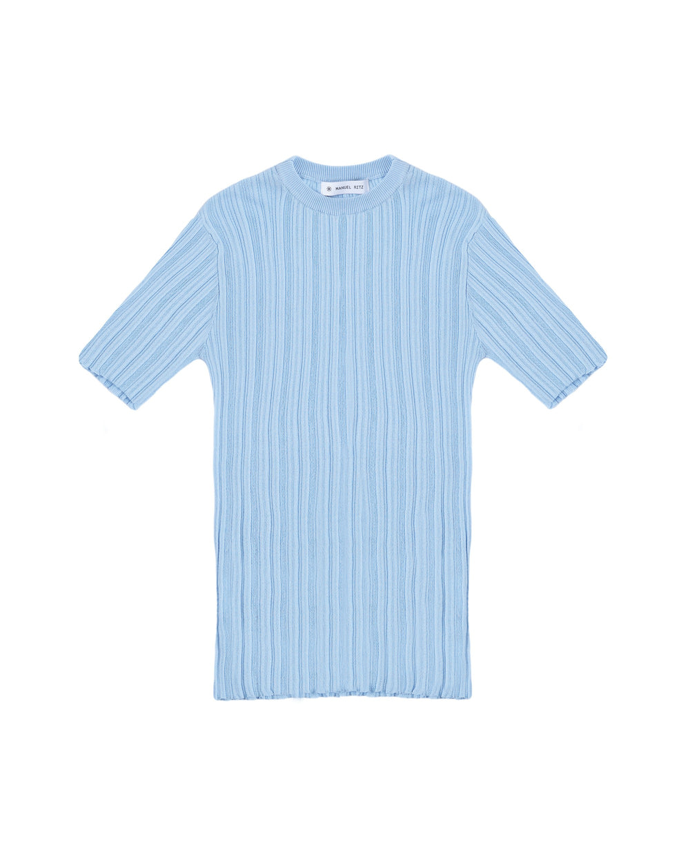 sky blue ribbed cotton t-shirt