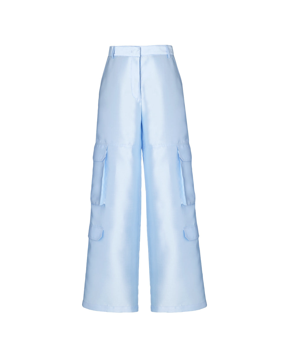 sky blue mikado effect cargo trousers