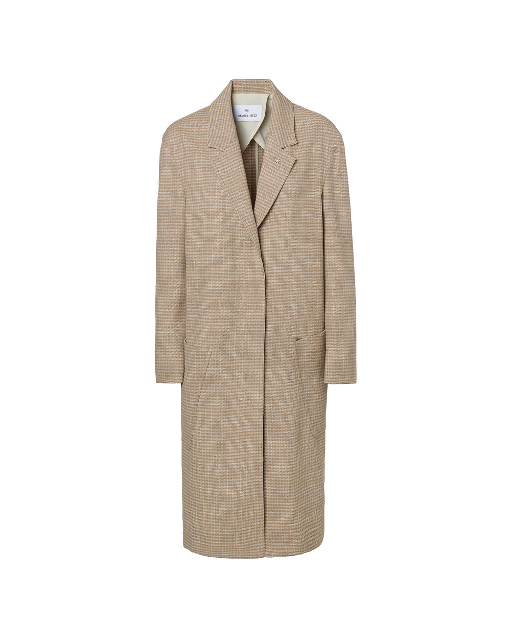 beige cotton linen blend square coat